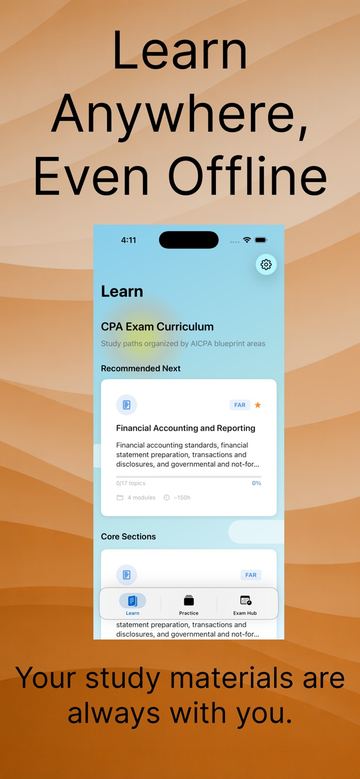 CPA Exam Prep study plan screen